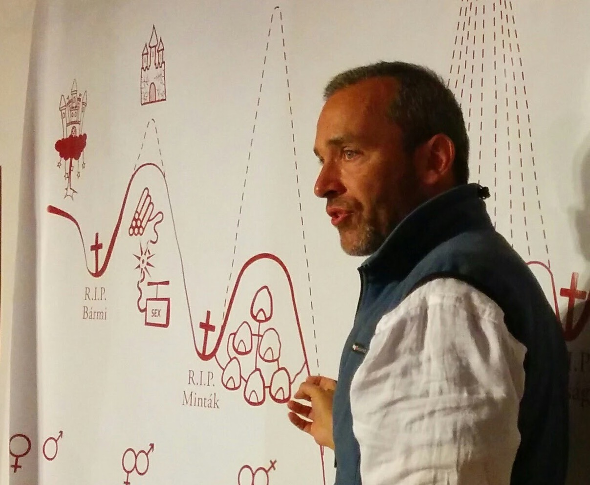 Istvan Joos teaching in front of an early version of the Map of Life